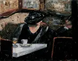 Lesser Ury, Dame und Herr in einem Kaffeehaus.