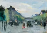 Lesser Ury, Hardenbergstraße mit Blick auf den Bahnhof Zoo, Pastell