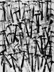 Akkumulation Hammer by Arman, Tuschezeichnung und Gouache auf leicht genarbtem Halbkarton, sold May 2003