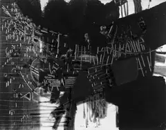 Skripta 2 by Hubert Berke, Tusche und Kreiden auf chamoisfarbenem Bütten, sold May 2003