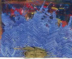Marrakesch by Michael Buthe, Collage aus Zweigen und Metallform über Acryl auf Leinwand, sold May 2003