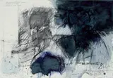 Rolf Iseli, Grosses Skizzenblatt St. Romain, Aquarell, Öl-, Pastellkreide und Bleistift auf Velin mit Wasserzeichen "FABRIANO"