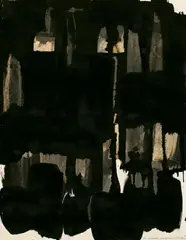 Pierre Soulages, Ohne Titel, Gouache auf elfenbeinfarbenem festen Papier