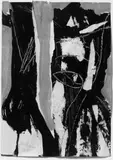 Helmut Sturm, Ohne Titel, Acryl über Papiercollage auf bräunlichem Karton