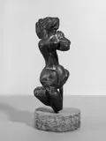 Rolf Szymanski, Im Wald der Kalypso, Bronzeplastik mit bräunlicher Patina, Höhe 31 cm, auf Steinsockel montiert, Gesamtmaß 35,5 cm