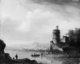 French School, LANDSCHAFT MIT EINEM SEE (GENFER SEE ?).