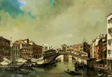 Giacomo Guardi, DIE RIALTO-BRÜCKE IN VENEDIG.