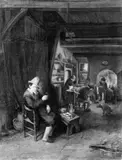 Adriaen van Ostade, WIRTSHAUSSZENE., Öl auf Holz