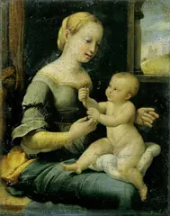 Nachfolge Raffael, DIE MADONNA MIT DER NELKE., Öl auf Leinwand