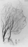 Jean-Baptiste Camille Corot, BAUMGRUPPE (verso: Baumstudie. Kohle)