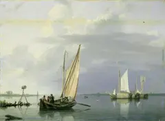 Hermanus Koekkoek, FLUSSLANDSCHAFT., Monogrammiert unten links (auf einem Holzbalken): H.K