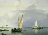Hermanus Koekkoek, FLUSSLANDSCHAFT., Monogrammiert unten links (auf einem Holzbalken): H.K
