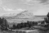 zugeschrieben Carl Rottmann, SIZILIANISCHE LANDSCHAFT BEI PALERMO., Öl auf Leinwand, auf Karton aufgezogen