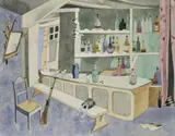 Heinrich Campendonk, Interieur eines Wirtshauses mit Gewehr