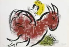 Der Rote Hahn by Marc Chagall, Original-Farblithographie auf Velin, sold Dec 2002