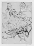 Lovis Corinth, Bewegungsstudien, Original-Radierung auf gelblichem Japan