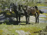 Otto Dill, Bauernpferde auf der Weide