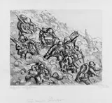 Otto Dix, Maschinengewehrzug geht vor (Somme, November 1916), Original-Radierung auf Bütten (Wasserzeichen: BSB)