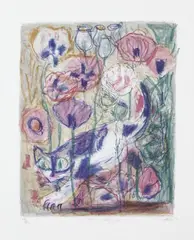 Katze im Mohnfeld by Otto Dix, Original-Farblithographie auf Rives-Velin, sold Dec 2002