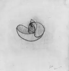 Naum Gabo, Etude pour une construction, Bleistiftzeichnung auf Japanpapier, auf festes faseriges Papier aufgezogen
