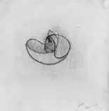 Naum Gabo, Etude pour une construction, Bleistiftzeichnung auf Japanpapier, auf festes faseriges Papier aufgezogen