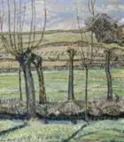 Bruno Goller, Landschaft mit Weiden, Öl auf Leinwand