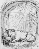 Alfred Kubin, Liegende Kuh unter Stallaterne