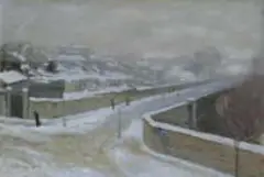 Soir de neige à Montmartre by Gustave Leheutre, Öl auf Leinwand, doubliert, sold Dec 2002