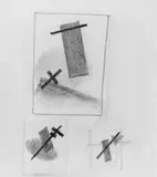 Kasimir Sewerinowitsch Malewitsch, Suprematistische Komposition (Compositions complexes avec éléments cruciformes), Bleistiftzeichnung auf dünnem chamoisfarbenen Velin