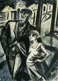 Frans Masereel, Le Trottoir, Schwarze Tusche und Wasserfarben auf festem Velin