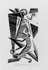 Johannes Molzahn, Opus XXXIII, Original-Holzschnitt auf bräunlichem faserhaltigen Velin