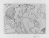 Pablo Picasso, Raphael et la Fornarina. XVI: Le Pape est toujours sur son pot, songeur, Original-Radierung auf Velin