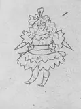 Pablo Picasso, Jeune Femme avec une costume, Bleistiftzeichnung auf glattem bräunlichen Maschinenpapier