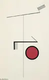Peter Röhl, Abstrakte Komposition, Tusche und Gouache auf glattem gelblichen Papier