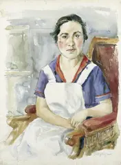 Dienstmädchen by Rudolf Schlichter, Aquarell und Bleistift auf dickem elfenbeinfarbenen Aquarellpapier, sold Dec 2002