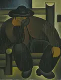 Eberhard Viegener, Schlafender Bauer, 1924, Oil on panel