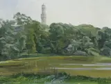 Wilhelm Trübner, Schlossgarten in Bad Homburg v.d.H, Öl auf Leinwand