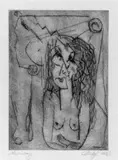 Christoph Voll, Junges Mädchen, Original-Radierung (Kaltnadel), tonig gedruckt, auf festem glatten Papier