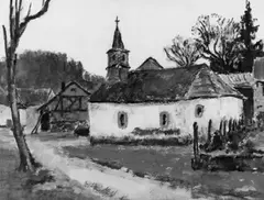 Carl Weisgerber, Dorfkirche, Tempera auf festem Schoellershammer-Papier