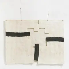 Eduardo Chillida, Gravitacion, Tuschpinsel auf faserhaltigem grobstrukturierten Japanpapier (Papier Amate)