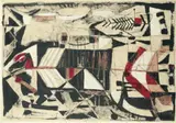 Joseph Fassbender, Schwarz-Weiß mit Rot, Öl, Gouache und Kohle auf chamoisfarbenem Malkarton