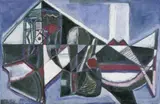 Komposition II by Joseph Fassbender, Öl auf Leinwand, sold Dec 2002