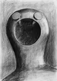 Brigitte Matschinsky-Denninghoff, Ohne Titel (Kopf), Kohlezeichnung auf chamoisfarbenem Zeichenkarton