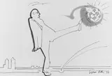 Sigmar Polke, Ohne Titel, Tuschfeder- und Filzstiftzeichnung auf weißem Maschinenpapier