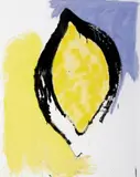 Thomas Schütte, Zitrone mit Blau, Gelb und Schwarz, Lack, Gouache und Farbkreide auf Malkarton