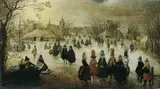 Adam van Breen, WINTERLANDSCHAFT MIT EISLÄUFERN., Öl auf Holz