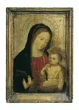 MADONNA MIT KIND UND ZEISIG VOR GOLDGRUND. by Maestro di San Miniato Florentiner Meister, Öl/Tempera auf Holz, sold Nov 2002