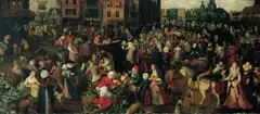 Marten van Cleve, MARKTTREIBEN., Öl auf Leinwand (doubliert)
