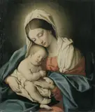 MADONNA MIT SCHLAFENDEM KIND. by gen. Il Sassoferrato Giovanni Battista Salvi, Öl auf Leinwand, sold Nov 2002