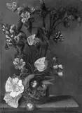 Flemish School, PAAR BLUMENSTILLEBEN., Öl auf Leinwand
